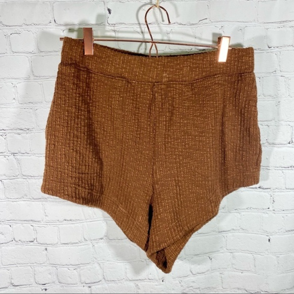 Free People Beach Brown Textured Lounge Shorts L